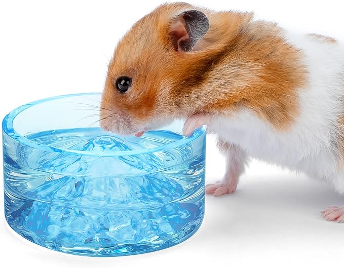 Niteangel Hamster Feeding & Water Bowls- Mount Fuji Series Glass Drinking Bowls for Dwarf Syrian Hamsters Gerbils Mice Rats or Other Similar-Sized Small Pets