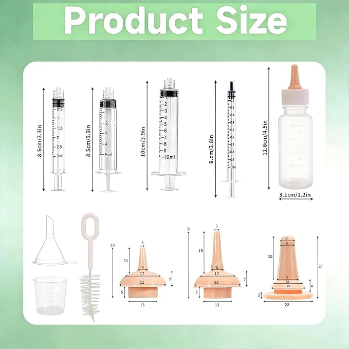 Pet Nursing Kit – Kitten Bottle Feeding Set with Nipples, Syringes, and Formula Dispenser for Newborn Puppies, Kittens, Baby Squirrels, and Other Small Animals