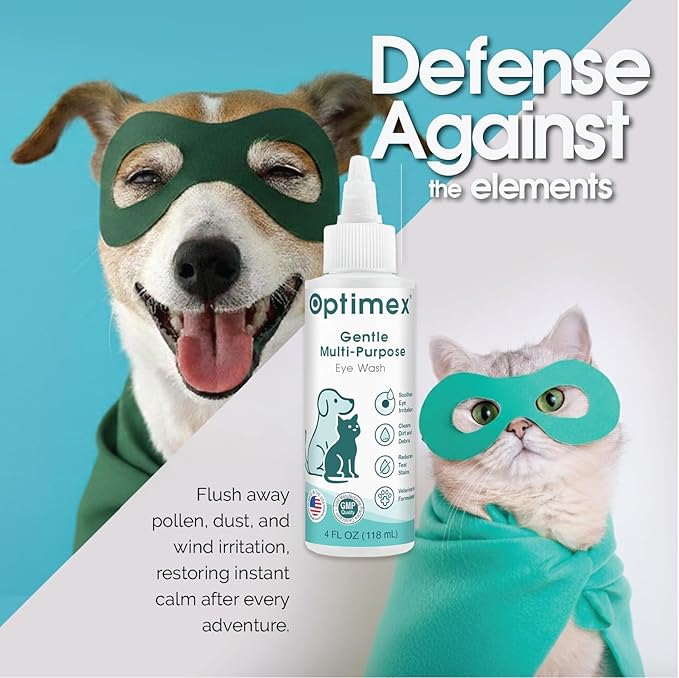 Gentle Multi-Purpose Eye Wash for Dogs & Cats (4 fl oz) Helps with Eye Infections, Redness, Irritation, Tear Stains, Discharge, Pink Eye, Conjunctivitis & Dry Eye Relief Vet Formulated