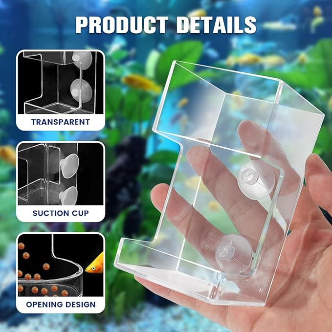 Fish Feeder for Aquarium, Acrylic Fishs Feeding Tube Ring with Suction Cup, No Mess Feeder Dish Accessories, Turtle Shrimp Fishs Tank Stand for Fish Tank,Preventing Food Scattering (Round)