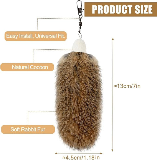 3 Pack Natural Rabbit Fur Cat Toy Refills, Handmade Interactive Cat Wand Attachments Cat Teaser Wand Replacement Head for Indoor Cats and Kittens