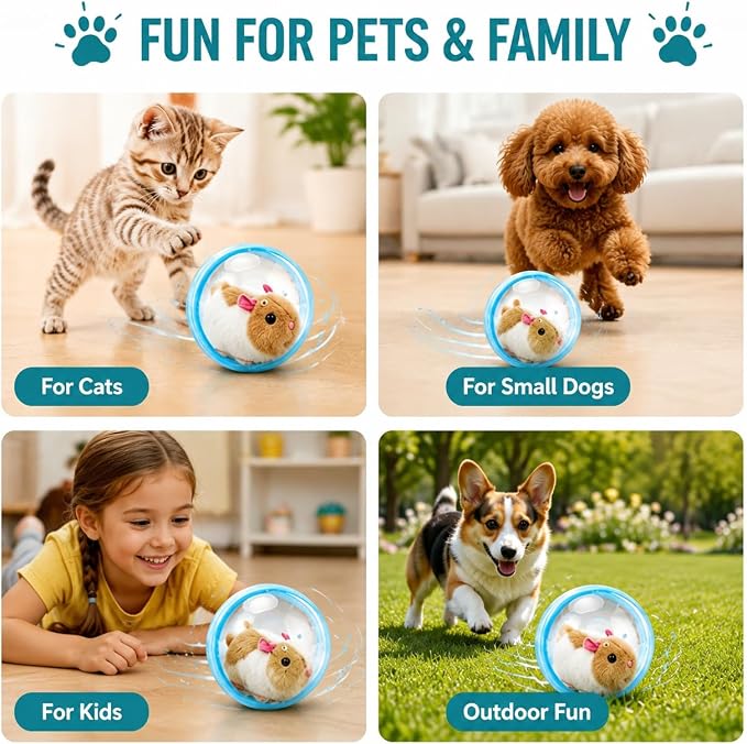 2026 New Self-Rolling Interactive Cat Ball Realistic Animal Automatic Moving Rolling Cat Ball 360° Rolling Spin Moving Cat Ball Fun Indoor Interactive Pet Ball for Cats Dogs Chasing(2pcs,Mouse-A)
