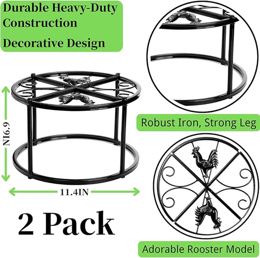 Cedilis 2 Pack Chicken Feeder Stand, Heavy Duty Iron Stand for Chicken Coop Poultry Feeder and Waterer Buckets Indoor Outdoor, Black