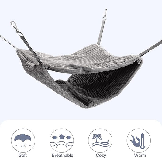Ferret Hammock, Hanging Tunnel Bed for Cage, Fits Rats, Ferrets, Guinea Pigs, Chinchillas, Gray