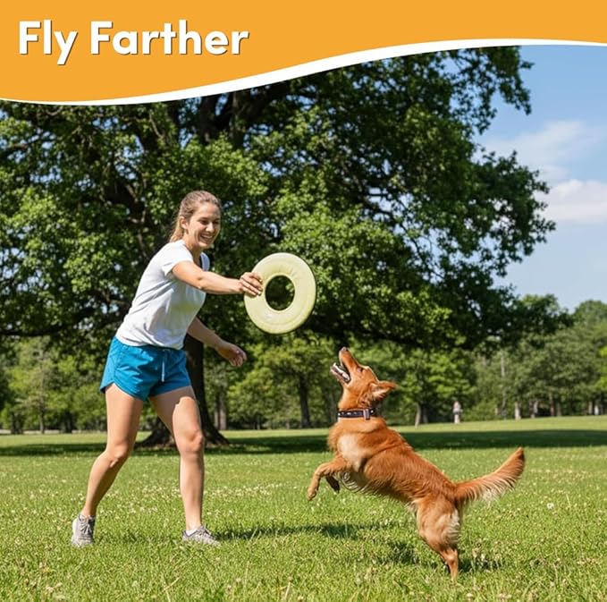 OllyDog Super Flyer, Floating Dog Disc for Water Play – Soft Durable Dog Fetch Toy, Eco-Friendly Recycled Material, Gentle on Teeth, Lightweight Flying Disc for Medium, Large Dogs (Sol, 11")