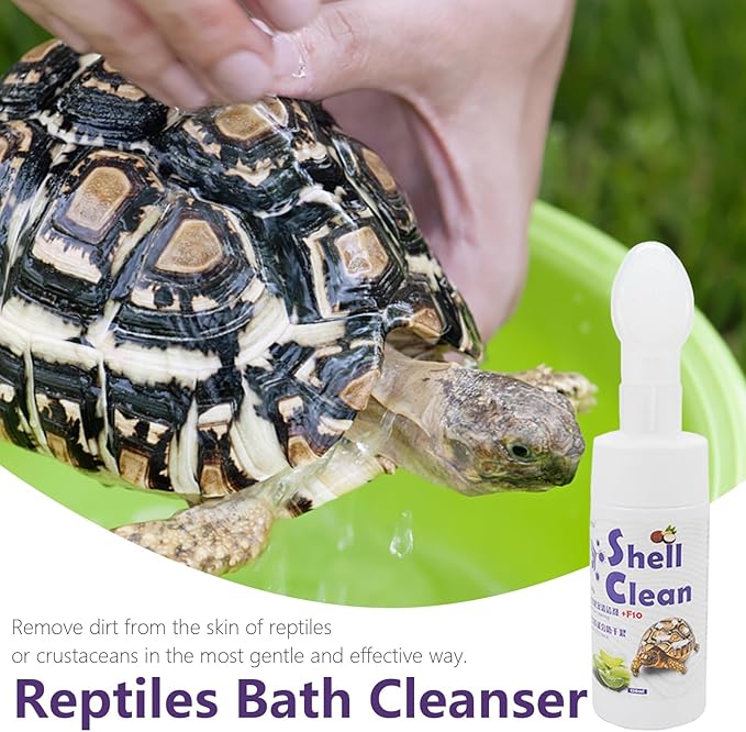 Reptile Cleaner - Turtle Habitat Cleaning Product, Turtle Care Shell Treatmeent | Reptile Shell Spray 120ml Tortoise Cleaner Safe Tortoise with Soft Brush Head for Easy Cleaning