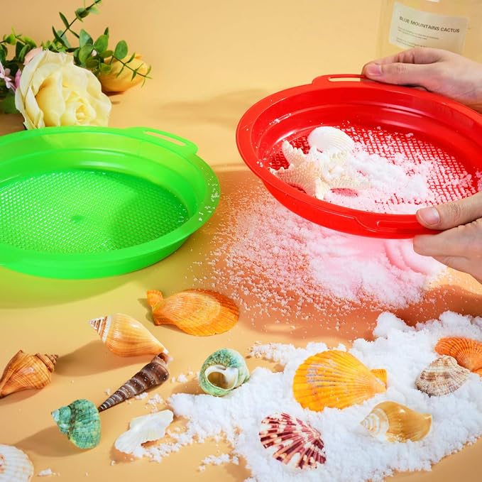 Sand Sifters Sieve for The Beach Sand Toys (Red, Blue, Yellow & Green) Complete Gift Set Bundle-4Pack(8.75x 9.75in)…