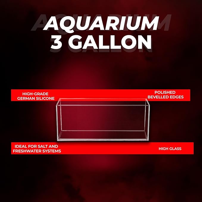 Aquatop High Clarity Glass Aquarium - Ideal for Salt & Freshwater Tanks Bookshelf Aquarium - 3 gal Fish Tank - HCA-3G