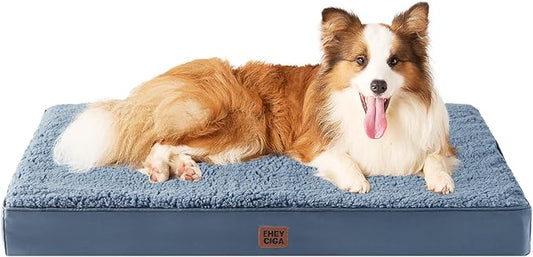 EHEYCIGA Washable Dog Beds for Extra Large Dogs, XL Dog Bed with Removable Cover for Crate, Orthopedic Foam Pet Bed Dog Mat Mattress Cushions for Extra Large Dogs, Spa Blue(41 X 27)