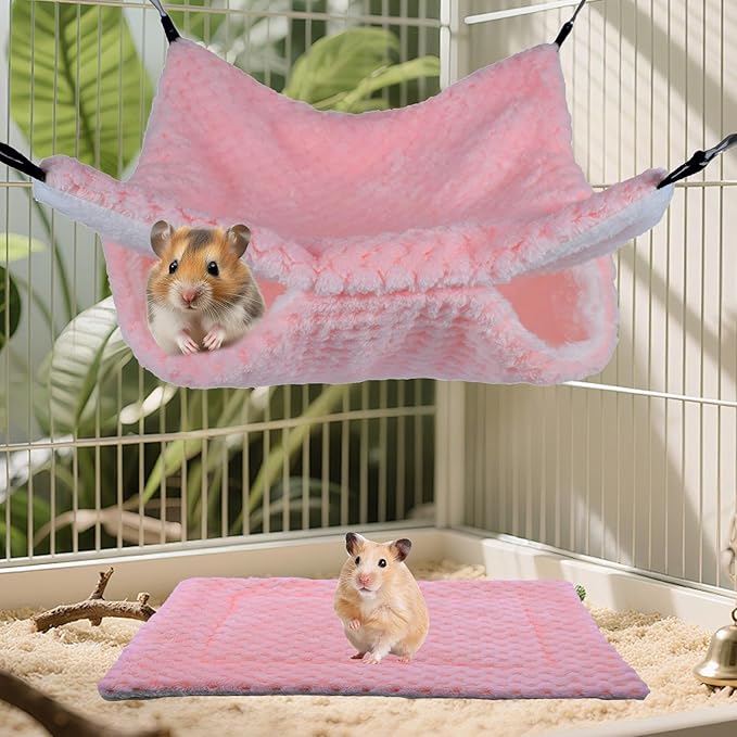 Plush Ferret Bed - Cave Tunnel Hammock Mat, Warm Small Animal Sleeping Nest | for Hamster Sugar Glider Ferret Resting Hiding Playing Climbing Indoor Winter