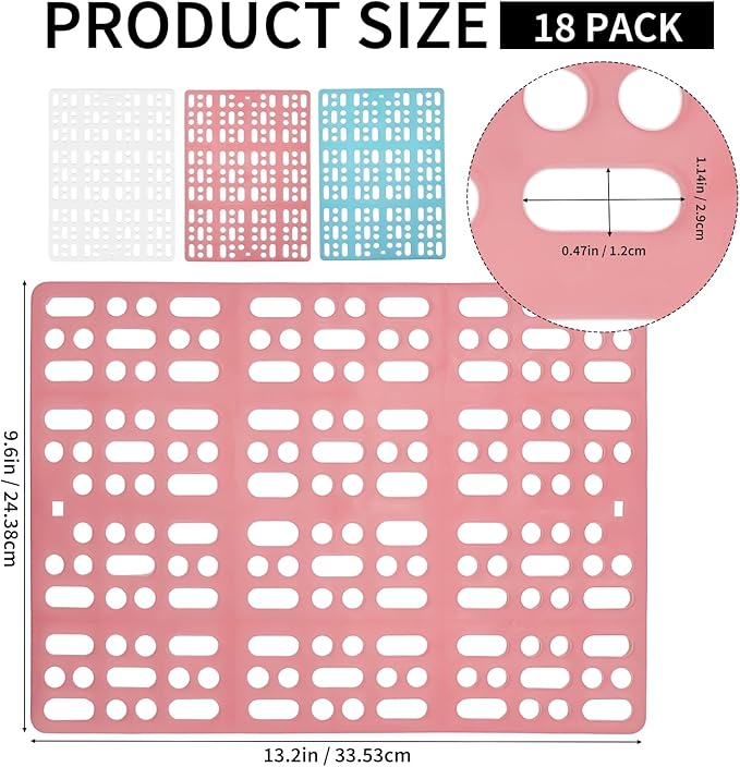 18 Pack Plastic Rabbit Cage Mat, Bunny Resting Mats for Cage with Snap Joint, Breathable Small Animal Feet Pads for Guinea Pigs, Chinchilla, Pet - White, Blue, Pink