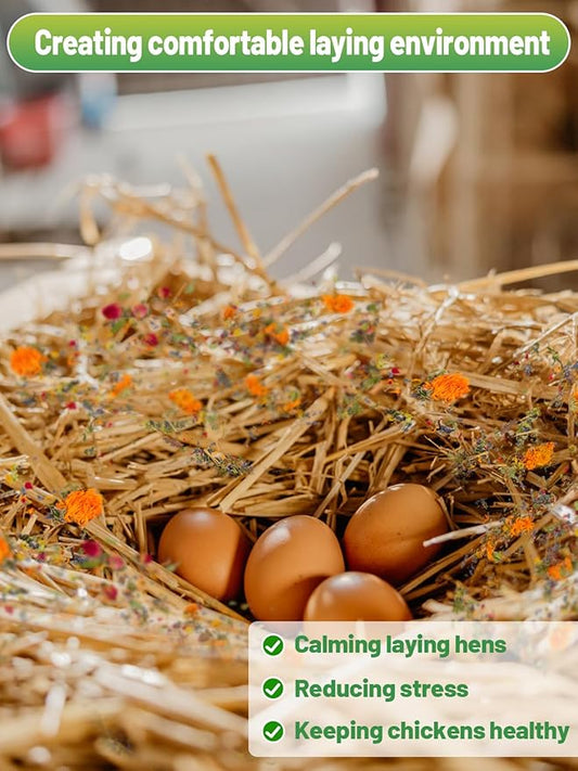 Chicken Nesting Herbs for Outdoor Indoor Chicken Coop - 7OZ Natural Egg-Laying Box Feed Herbs in Premixed 6 Dried Flower Herb for Freshening Bedding Promote Egg Production