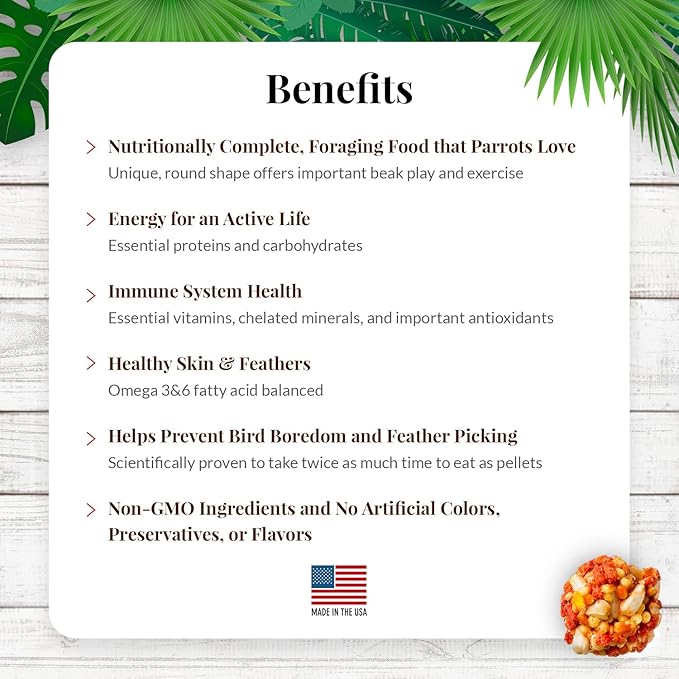 LAFEBER'S Tropical Fruit Nutri-Berries Pet Bird Food, Made with Non-GMO and Human-Grade Ingredients, for Parrots, 14 lb