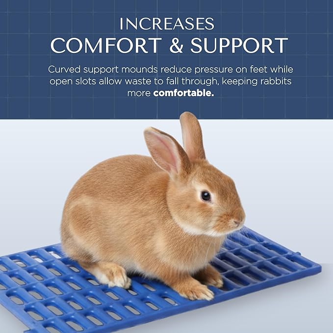 Premium Rabbit Cage Mats (Gray, 1 Pack) | Heavy Duty ABS Wire Floor Protectors | Prevent Sore Hocks & Feet for Bunnies | 15x10 in Floor Mat | Chew Resistant, Dishwasher Safe