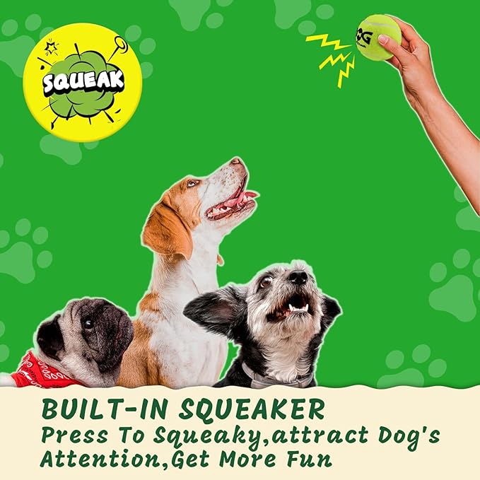INSUM Squeaky Tennis Balls for Dogs Pack of 4 Easy Catching Dog Fetch Balls (Squeaky-Yellow)