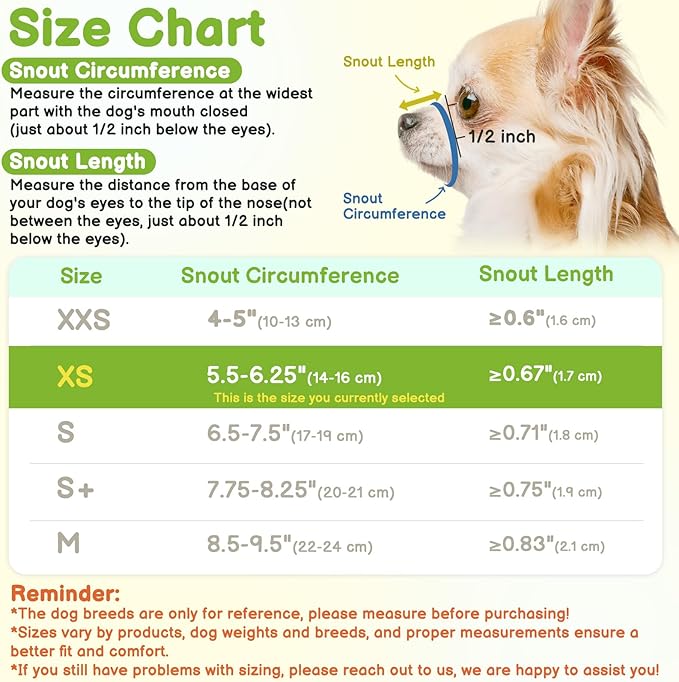 Mayerzon Short Snout Dog Muzzle for Small Medium Dogs, Soft & Sturdy Fabric, Anti Excessive Biting Chewing, Suits Chihuahua Shih Tzu Maltese for Grooming Vet Visits Walk, Allows Drinking(Black, XS)