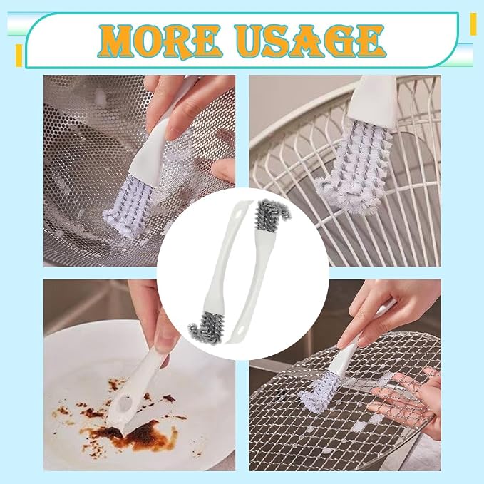 2 PCS Bird Cage Brushes with Scraper, 2-in-1 Birds Cage Cleaner Brush & Scoop with Long Handle and Curved Head for Cleaning Parrot & Pet Cages & Bird Perch (White)