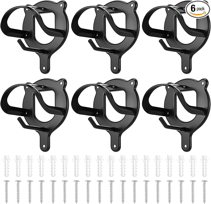 6 Counts Horse Bridle Rack, Metal Bridle Holder with Tubes and Screw, Heavy-Duty Horse Tack Storage Halter Hanger for Tack Room/Horse Blanket Rack/Bridle Holder Wall Mount, Black