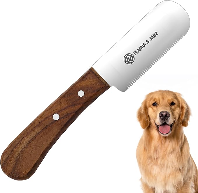 Professional Dog Grooming Hand Stripping Knife, Stripper Trimmer Tool, Red Meranti Wooded Handle non slip grip with Tripping Stainless Steel blade (Fine, Left Handed)