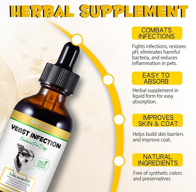 VOSIFSDIY Yeast Infection Treatment for Dogs, Natural Dog Yeast Infection Treatment Supports Itch Relief, Ear Infection, Allergy Relief, Pet Supplies Dog Herbal Supplement, Bacon Flavor