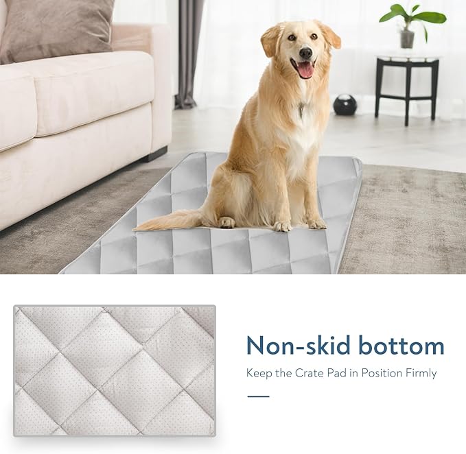 Magik & Kover Dog Crate Pad 2 Pack (48" x 30"), Soft Large Dog Crate Mat with Anti-Slip Bottom, Machine Washable Kennel Pad, Fits 48 Inch Crate, Grey