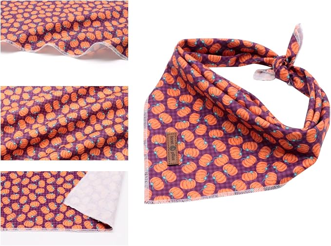 Lionet Paws Halloween Dog Bandana for Small Medium Large Dogs, Cat Dogs Kerchief Triangle Bibs Scarf Pumpkin for Girl or Boy