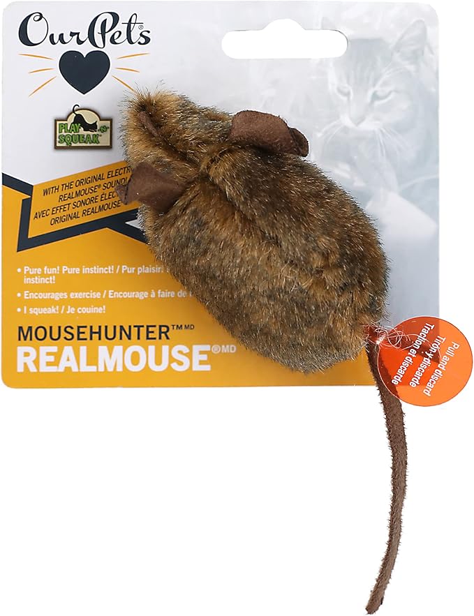OurPets Play-N-Squeak Mouse Hunter Cat Toys (Interactive Cat Toy & Catnip Toy with Real Mouse Electronic Sound) Perfect Toys for Indoor Cats with Catnip