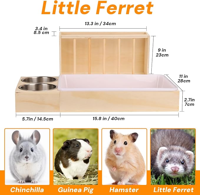 3 in 1 Bunny Litter Box with Hay Feeder, 2 Food Bowls | Potty Trainer for Rabbits, Guinea Pigs, Chinchillas, and Small Animals,Large Capacity,Preventing Waste
