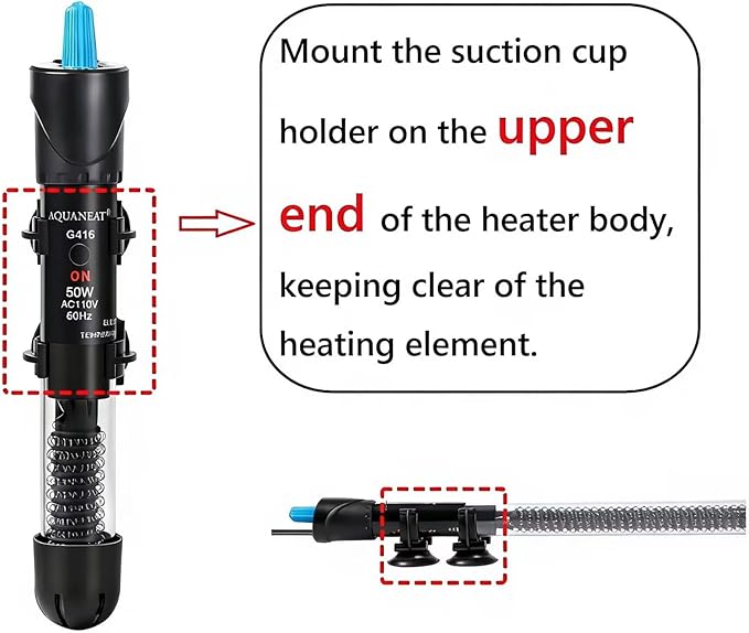AQUANEAT Aquarium Heater, 50W Fish Tank Heater, Adjustable Submersible Water Thermostat with Digital Thermometer