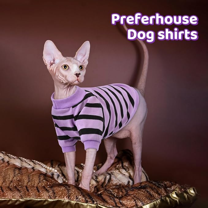 Dog Shirts for Large Dogs, Striped T-Shirts Dog Vest Pet Apparel Tee Shirts Spring Summer Suitable for Small and Medium Large Pets French Bulldog Bichon, Purple XL