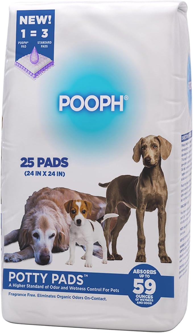 POOPH Puppy Pads 25 Count, 24x24 Inch Extra Large Dog Pee Pads, Disposable Training Pads with Odor Control & Leak-Proof Quick-Dry Backing for Puppies, Adult Dogs, Seniors & Housebound Pets