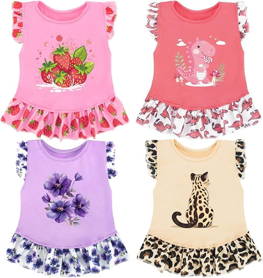 XPUDAC 4 Pack Dog Dresses Cute Printed Puppy Dress for Small Dogs Girl Puppy Clothes Chihuahua Yokie Clothes Doggie Outfits Cat Apparel, X-Small(Chest-13.2")