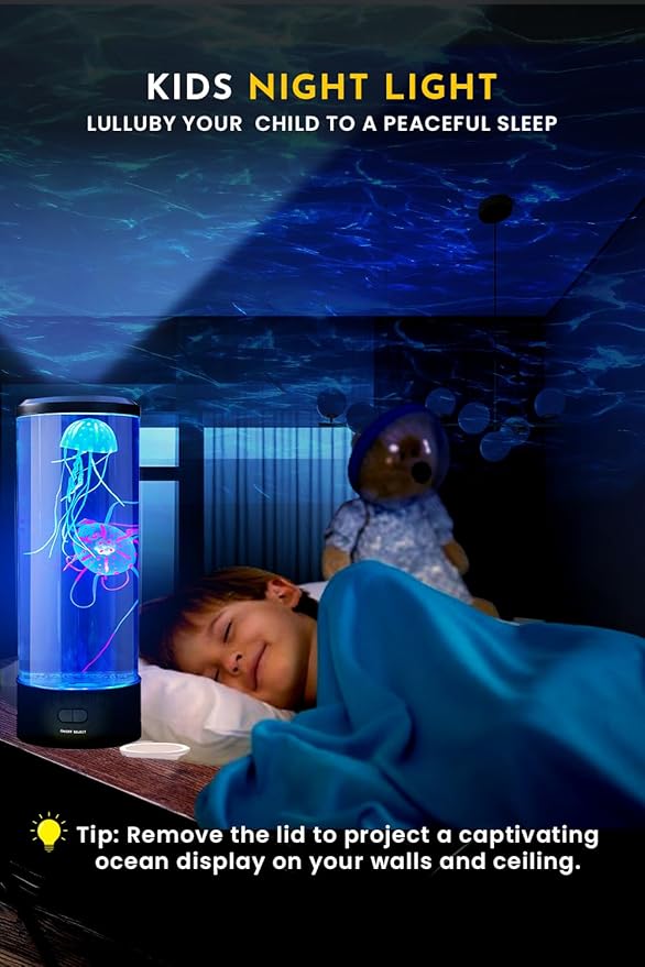 Brewish Jellyfish Lamp with 20W Bluetooth Speaker (Upgraded Motor 2025), 16 Color Changing Mood Lamp, 4 Modes Aquarium Night Light for Kids, Gift for Adults, Kids, Sensory Lights for Autistic Children