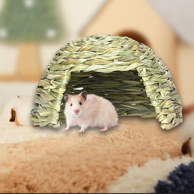 Hideaway Hut Toy Comfortable Playhouse Comfortable Baby Rabbit Hideaway Hut Rabbit Straw Nest for Ferret Small Animals Bunny, 25cmx17cm