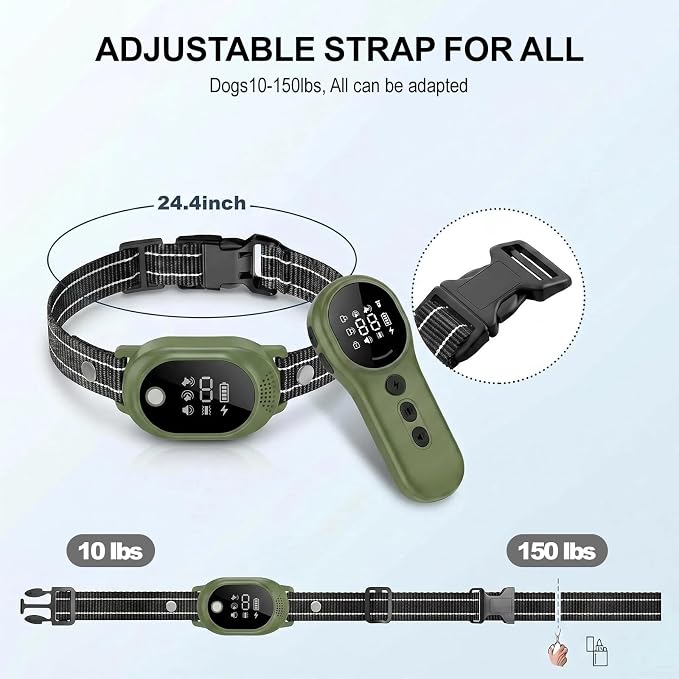 Shock Collar for Dogs & Dog Bark Collar - with 2600FT Range, 100 Levels Sensitivity, IP67 Waterproof for Small, Medium, Large Dogs (Green)