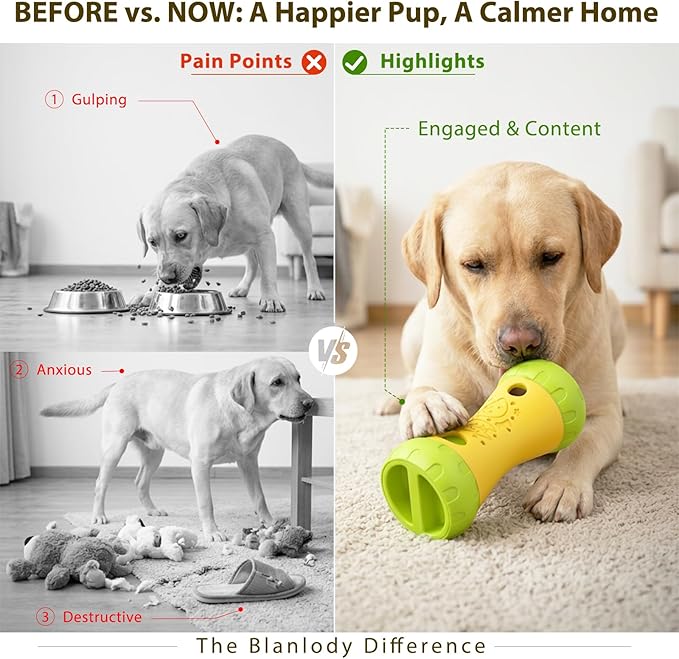 Treat Dispensing Dog Toy, Dog Puzzle Toys for Small Medium Large Dogs, Mental Stimulating Stepless Adjustable Slow Feeder, Boredom Relief Interactive Puppy Enrichment to Keep Them Busy Yellow Gift