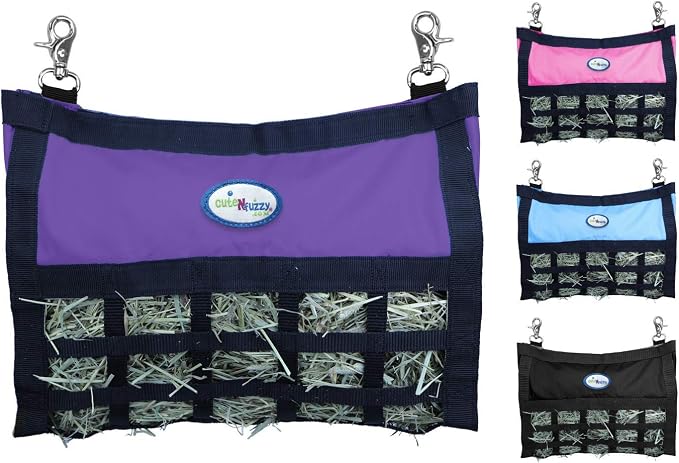 Small Pet Web Hanging Hay Bag Feeder for Guinea Pigs & Rabbits with Super Tough Bottom - 1.25" x 2"