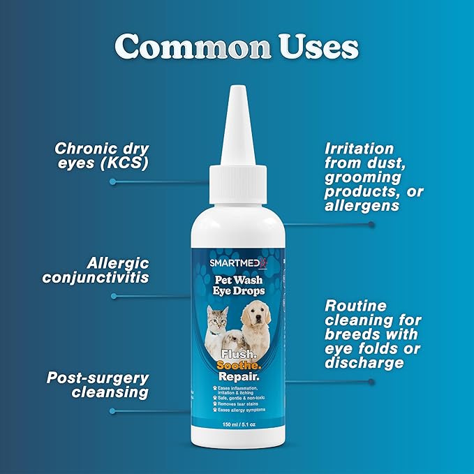 Pet Eye Wash Drops for All Animals – Large 5.1 fl oz Hypochlorous Acid Eye Cleanser, Gently Flushes & Soothes Irritated Eyes, Helps Remove Tear Stains, Safe & Non-Toxic (2)