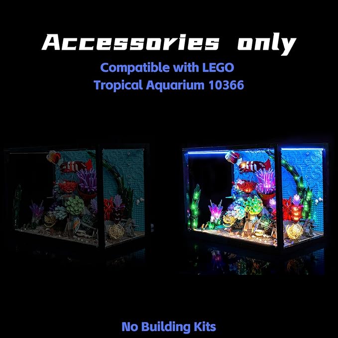 BrickBling LED Light Compatible with Lego Tropical Aquarium 10366, Decoration Lamp Compatible with Lego Tropical Fish Tank- Excluding Model (RC Version Light)
