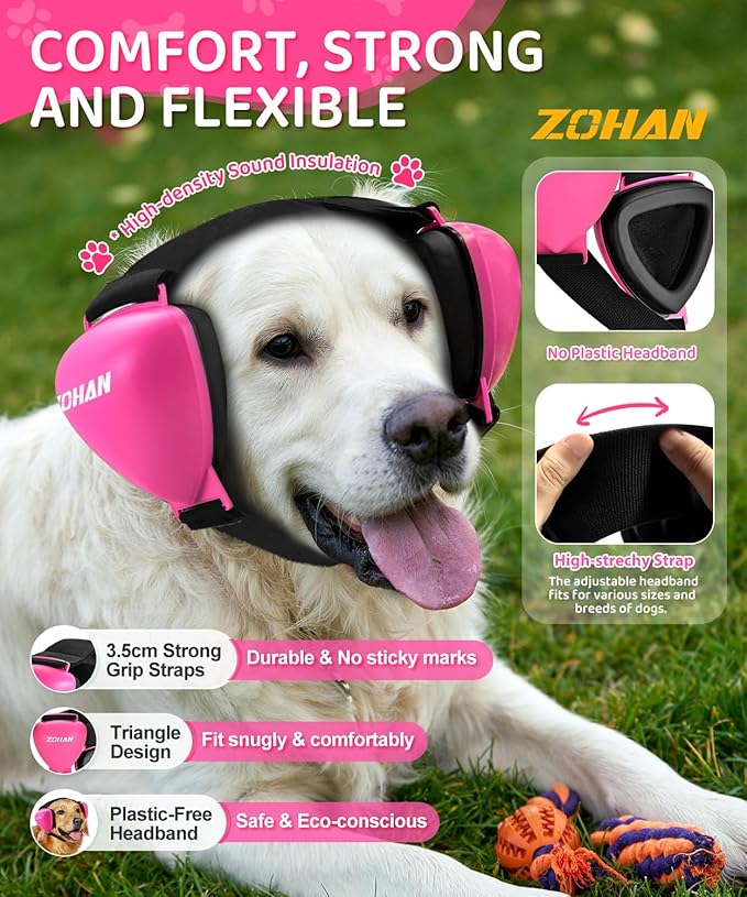 ZOHAN DG02 Upgraded Dog Ear Muffs Noise Protection - Dog Headphones Noise Cancelling with No Plastic for Fireworks, Thunder