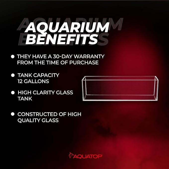 Aquatop High Clarity Glass Aquarium, Bookshelf Style 12 gal Fish Tank, 35.4 in x 8.25 in x 9.5 in, HCA-12G