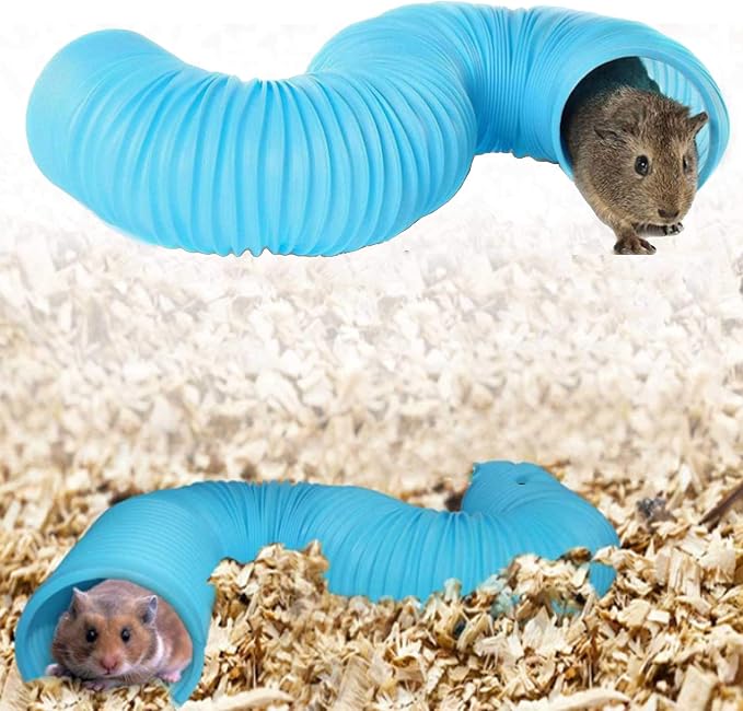 Collapsible Pet Tunnel 2 PCS Hamster Fun Tunnels | Plastic Foldable Hideaway, Exercising Training Tube Toys for Dwarf Hamster, Gerbil, Mouse, Rat and Ferrets