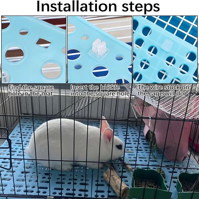 kathson 4 Pcs Rabbit Feet Pad Plastic Bunny Cage Floor Mat Foot Resting Hole Leak Water Nest Mat Pet for Small Animal Hamster Rat Chinchilla Guinea Pig Cats Dogs (Blue)
