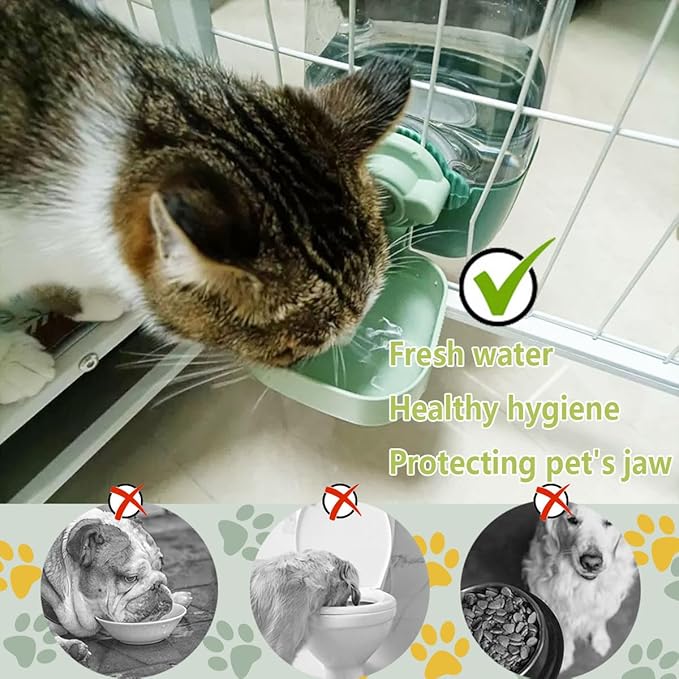 35oz Hanging Automatic Rabbit Water Dispenser, Cage Water Bottle Auto Gravity Pet Water Station for Small Animals, Puppy Kitten Rabbit Chinchilla Hedgehog Ferret, 1L(Green)