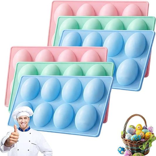 2026 New Easter Egg Silicone Mold for Baking,3 Pack Food-Grade Chocolate Molds, Non-stick Egg Shaped Easter Freezer Molds, DIY Baking Supplies Tools Set for Cake, Jello, Ice Cream(6pcs)