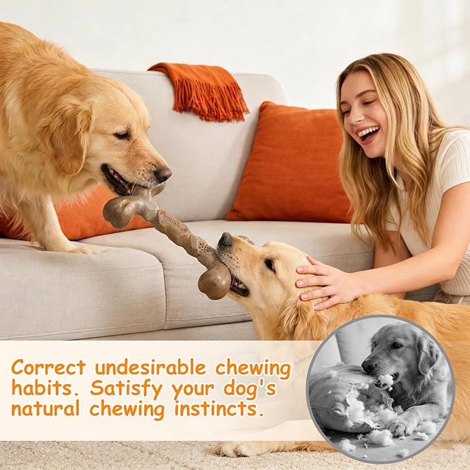 Large Dog Bones for Aggressive Chewers, Bacon Scented & Nylon Bone to Keep Them Busy, Durable Chew Toy for Medium & Large Breeds (25-80 lbs)