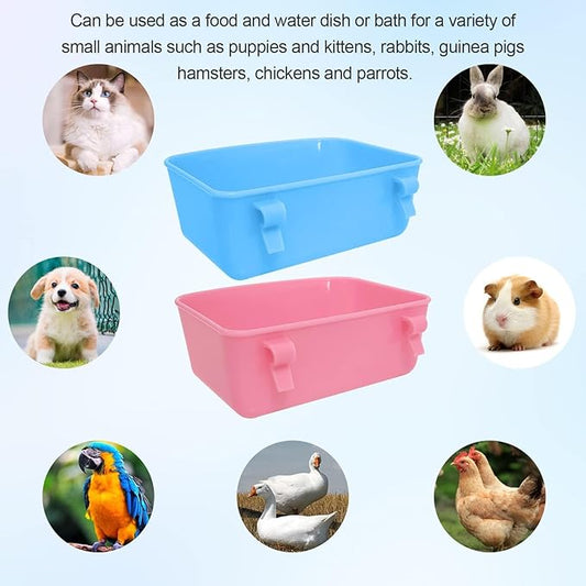 6 Pack Feeder (Blue, Pink), Hanging Feeder,Food and Water Container, Bath Water Bowl Universal for Birds Hamsters Mice Rats Rabbit Guinea Pig Small Pets (S) (M)