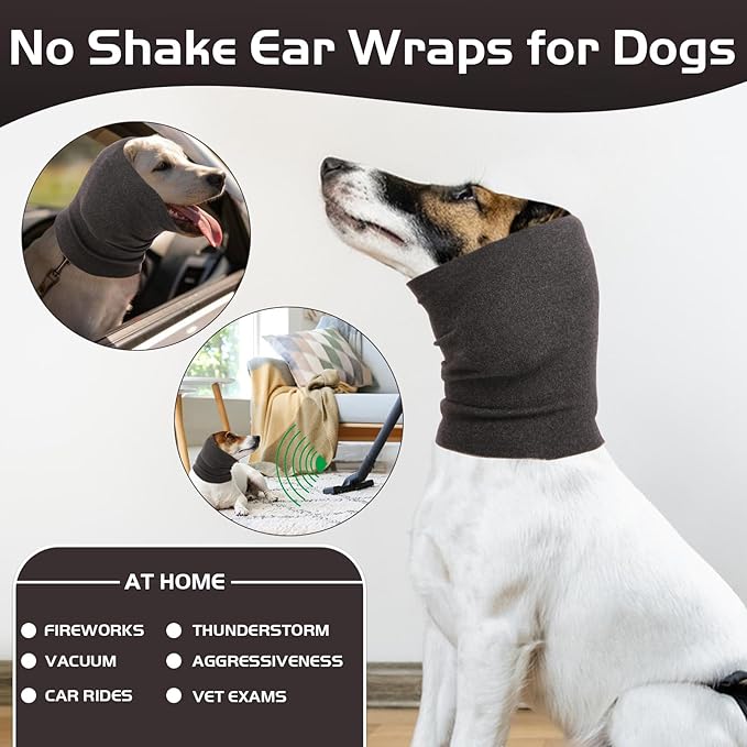 Nanaki Quiet Dog Head Cover- No Shake Ear Wrap Headband Calming Hoodie for Dogs, Snood Pet Ear Protector Cover Muffs for Anxiety Relief, Noise Protection Grooming Bathing