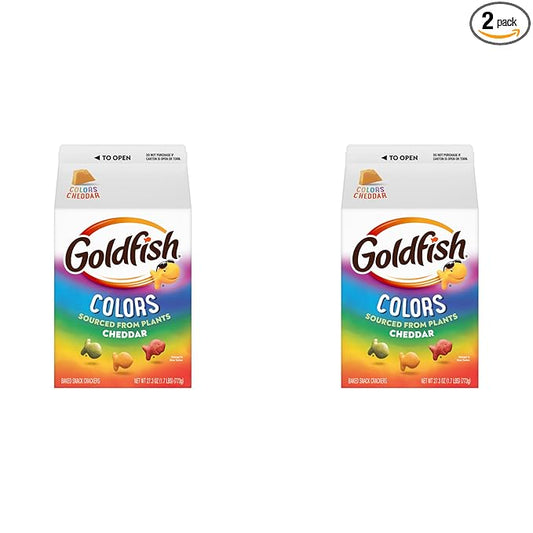 Goldfish Colors Cheddar Cheese Crackers, 27.3 Oz Carton (Pack of 2)