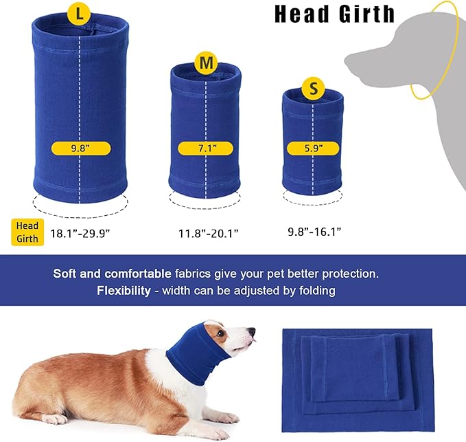 Nanaki Dog Calming Hoodie Quiet Head Cover Sleeves-Ear Covers Hood for Noise Bath, The Grooming and Force Drying Head Protection for Anxiety Relief and Calming Dog Neck and Ear Warmer, Fireworks 1Pack